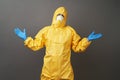 Coronavirus protection suit. Doctor in protective suit