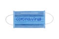 coronavirus on protective face mask isolated on white Royalty Free Stock Photo