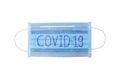 coronavirus on protective face mask isolated on white Royalty Free Stock Photo