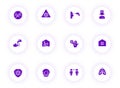 coronavirus purple color vector icons on buttons