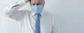 Coronavirus quarantine and Air pollution pm2.5 concept. Old sick man wearing respirator mask for protect. Wuhan, China epidemic Royalty Free Stock Photo