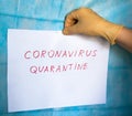 Coronavirus Quarantine inscription