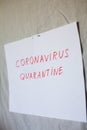Coronavirus Quarantine inscription