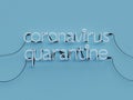 Coronavirus Quarantine neon graphic sign with blue background mode off with white neon color