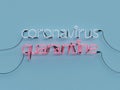 Coronavirus Quarantine neon graphic sign with blue background and quarantine word mode on with red neon color