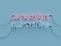 Coronavirus Quarantine neon graphic sign with blue background and coronavirus word mode on with red neon color Royalty Free Stock Photo