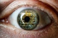 Coronavirus reflection on eye. Covid-19 virus outbreak Royalty Free Stock Photo