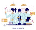 Coronavirus research, vector flat style design illustration