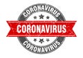 coronavirus round stamp with ribbon. label sign