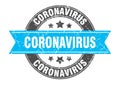 coronavirus round stamp with ribbon. label sign