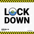 Coronavirus San Marino Lock DOwn Typography with country flag