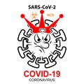 Coronavirus SARS-CoV-2 with crown. Hand drawing sketch of virus causing pneumonia