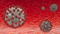 Coronavirus SARS-CoV-2 Wuhan. Viruses under microscope.nCoV respiratory virus, SARS, MERS, COVID 19. Bacteria virus or