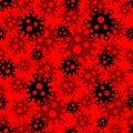 Coronavirus seamless pattern black cells on red background Royalty Free Stock Photo