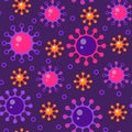 Coronavirus seamless pattern or blue texture. Coronavirus abstract background web design. Deadly type of virus. Vector Royalty Free Stock Photo