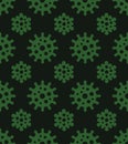 Coronavirus Seamless Pattern on Dark Background. Vector