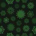 Coronavirus Seamless Pattern on Dark Background. Vector