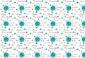 Coronavirus seamless pattern with text against a white background.