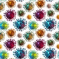 Coronavirus seamless square background on white background. 3d render, illustration. Seamless background concept for Royalty Free Stock Photo