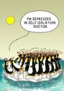 Coronavirus cartoon work with penguin herd