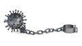 Coronavirus shackles on white background. COVID-19. Clipping path included.