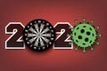 2020 and coronavirus sign with dartboard