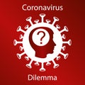 Coronavirus sign with human head silhouette and a question mark. Emblem of Asian flu. Design element Royalty Free Stock Photo