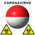 Coronavirus sign on Indonesia flag