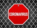 Coronavirus sign on wire fence 2