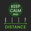 Coronavirus slogan, Keep Calm and distance sign