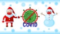 Coronavirus, Snowman Santa Klaus in a medical masks