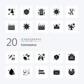 20 Coronavirus Solid Glyph icon Pack like building virus anatomy vaccine flu Royalty Free Stock Photo