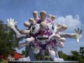 coronavirus statue. the covid-19 monument in Pekanbaru, Indonesia.