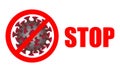 Coronavirus. Stop Coronavirus COVID-19, stop sign and text on white background. Coronaviruses influenza background