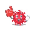 Coronavirus substance mascot cartoon style with Foam finger