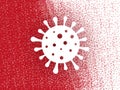 Coronavirus symbol on red grainy background