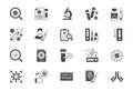 Coronavirus test flat icons. Vector illustration include glyph icon - vaccine clinical trial, antibody, rapid kid, blood