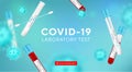 Coronavirus Testing banner with blank space for your creativity. Covid-19 rapid test, 3d virus cells and realistic 3d