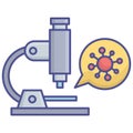 Coronavirus testing microscope Flat Style vector icon which can easily modify or edit Royalty Free Stock Photo