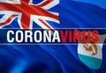 Coronavirus Text on Anguilla flag background. Coronavirus hazard and Infection in Anguilla concept. 3D rendering Corona virus