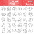 Coronavirus thin line icon set. Covid-19 symbols collection or vector sketches. Corona virus signs for computer web Royalty Free Stock Photo