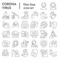 Coronavirus thin line icon set, Covid-19 symbols set collection or vector sketches. 2019-ncov signs set for computer web Royalty Free Stock Photo