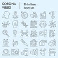 Coronavirus thin line icon set. Covid19 virus signs collection or sketches, nCoV epidemic web symbols, linear style Royalty Free Stock Photo