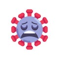 Coronavirus tired emoticon flat icon Royalty Free Stock Photo