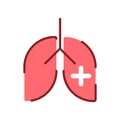 Coronavirus-treated persons lungs, healthy internal organ flat illustration