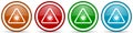 Coronavirus triangle warning sign, covid-19 caution glossy icons, set of modern design buttons for web, internet and mobile