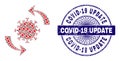 Coronavirus Update Recursive Composition of Coronavirus Update Icons and Distress Covid-19 Update Round Guilloche Stamp