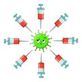 Coronavirus vaccination cartoon clipart. Vector illustration isolated on white background