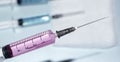 Coronavirus vaccination concept during global pandemic. Syringe medical injection vaccine Corona virus Covid-19 banner