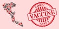 CoronaVirus Vaccination Mosaic Corfu Island Map and Watermark Vaccination Stamp